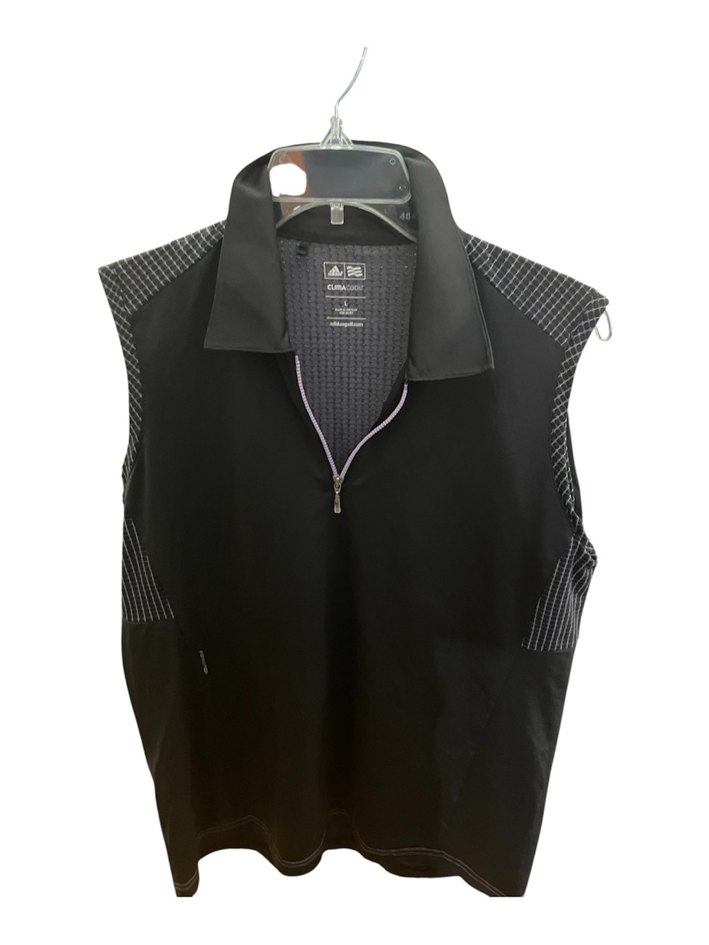 pre-loved adidas Black Sleeveless Polo Vest with Contrasting Stitch Panels